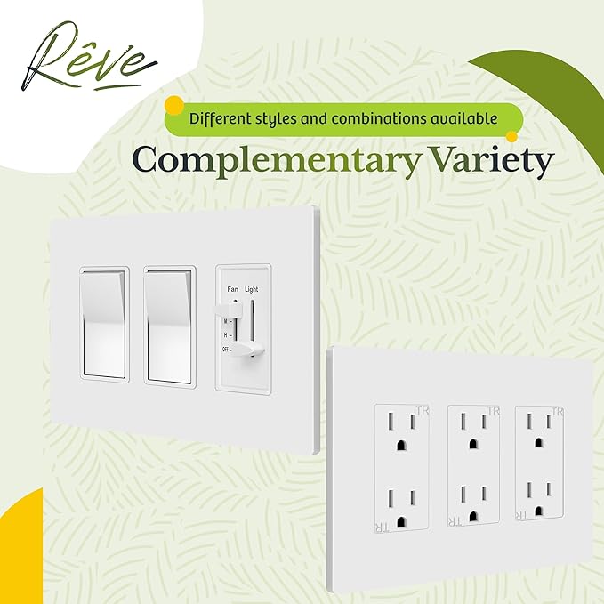 TG Screwless Decorator Wall Plates Child Safe Outlet Covers, Mid-Size 3-Gang 4.88" H x 6.77" L, Unbreakable Polycarbonate Thermoplastic, UL Listed, Glossy, White (1 Pack)