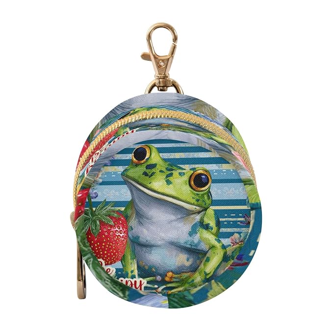 Pacifier Holder with Clip Pacifier Case for Diaper Bag Round Baby Pacifier Pouch Box Bag Portable Cute Blue Striped Frog Floral Strawberry