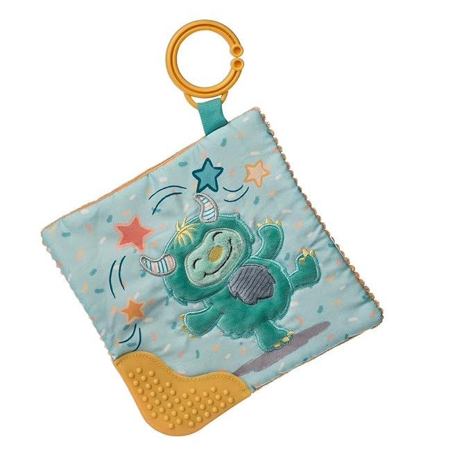 Mary Meyer Crinkle Teether Toy with Baby Paper and Squeaker, 6 x 6-Inches, Mookie Monster