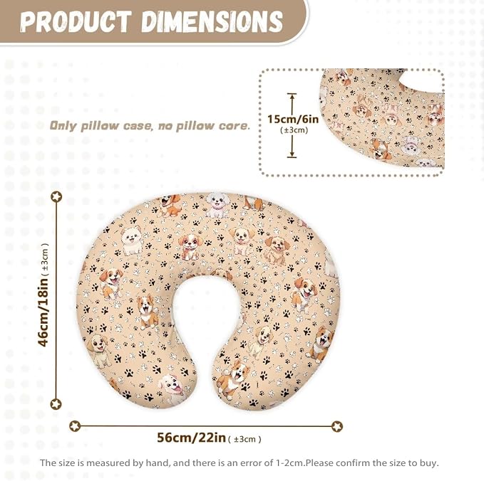 Poppy Dog Nursing Pillow Covers for Breastfeeding Pillow U-Shaped Pillow Cover Hidden Zipper Design Soft and Skin-Friendly