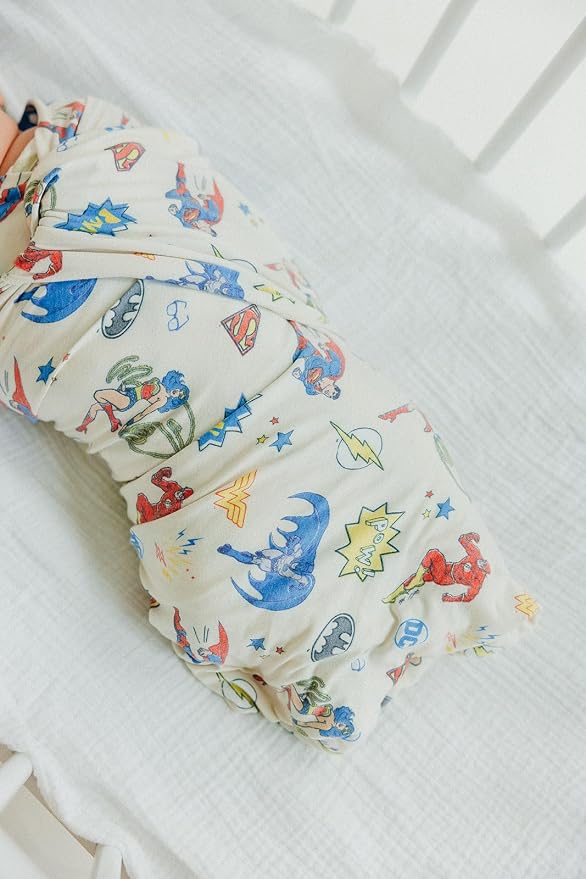 Copper Pearl Swaddle Blankets for Newborns | Soft Stretchy Receiving Blankets for Boys and Girls | Large 46 x 46 Inch Baby Blankets | Lightweight and Breathable Swaddles | Justice League