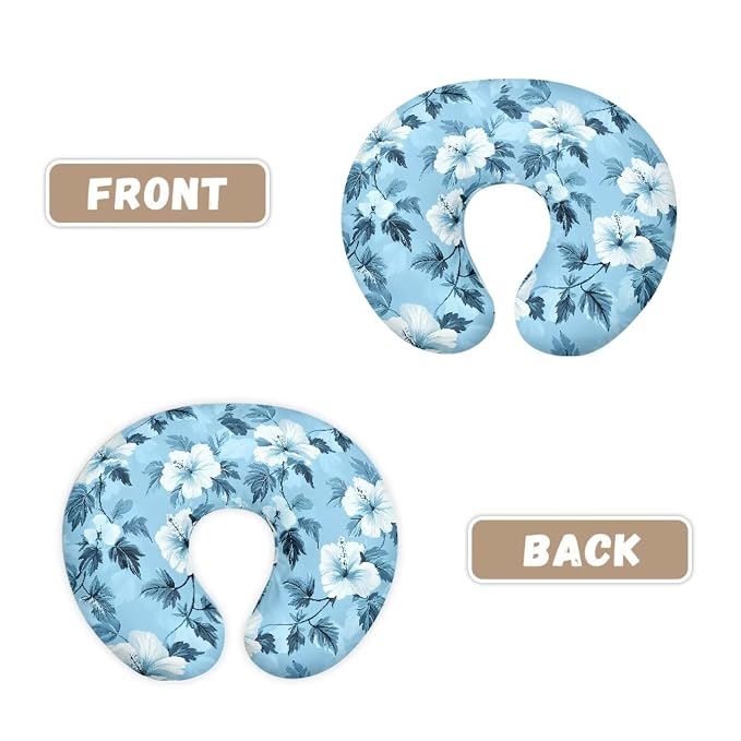 Forchrinse Blue Hibiscus Nursing Pillow Cover Baby Removable Nursing Covers for Breastfeeding Pillow,Infant Feeding Pillow Cover for Bottle and Breast Feeding
