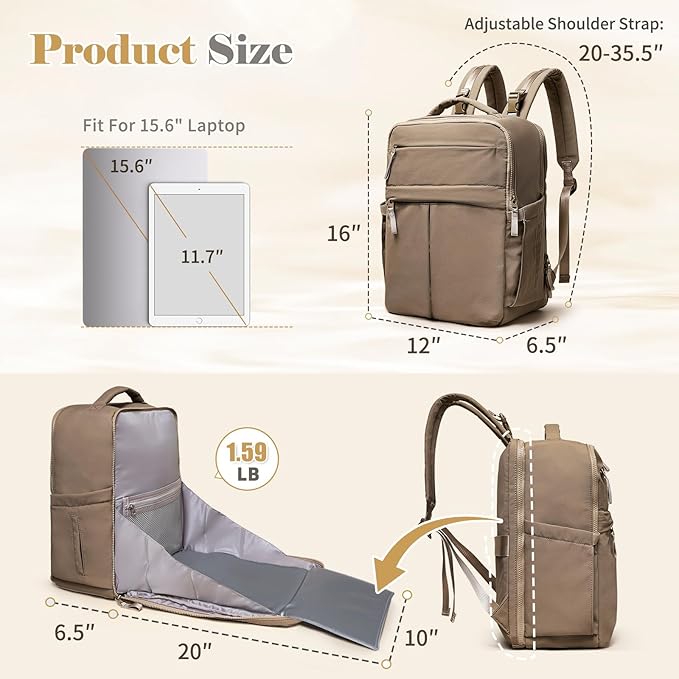 Diaper Bag with Changing Pad Baby Bag for Mom Lightweight Versatile Travel Backpack,15 Pocket,2 Insulated Pockets,Baby Shower Essentials,Brown
