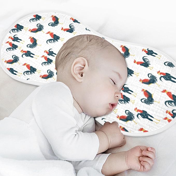 Muslin Baby Burp Cloths, Red and Black Vintage Rooster Muslin Baby Bibs Rags Comfy Soft Absorbent in for Newborn Boys and Girls 4 Piece 22 x 11 Inch