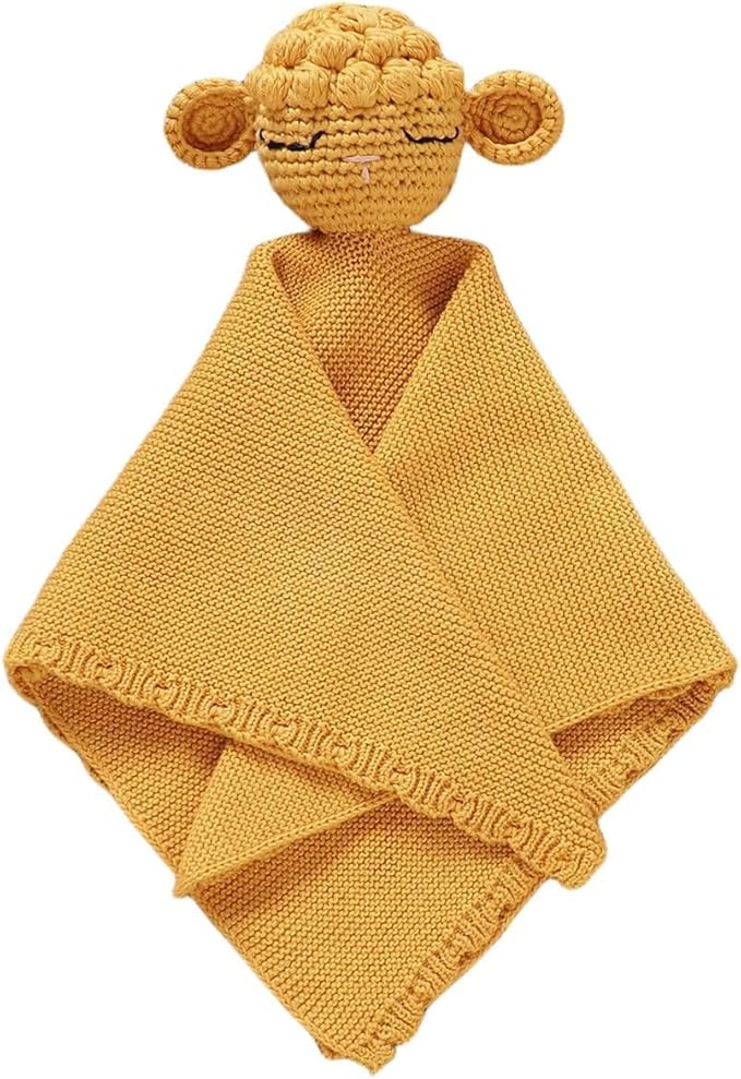 Neiwech Sheep Snuggle Loveys for Babies Cotton Baby Security Blanket for Newborn Infant Boys Girls Yellow