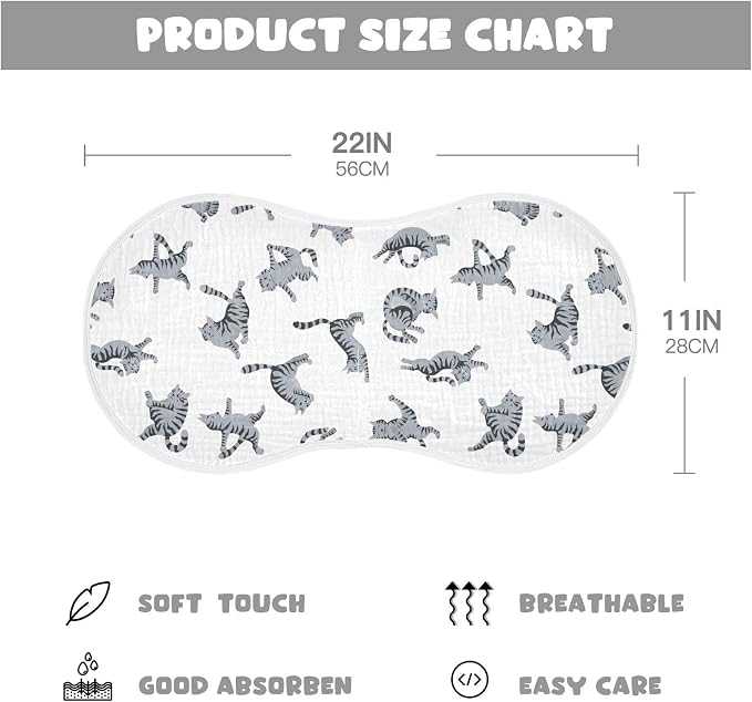 Yoga Tabby Cat Cute Kitten Muslin Burp Cloths for Baby 4 Pack Soft 100% Cotton Baby Washcloths Bibs for Boy Girl