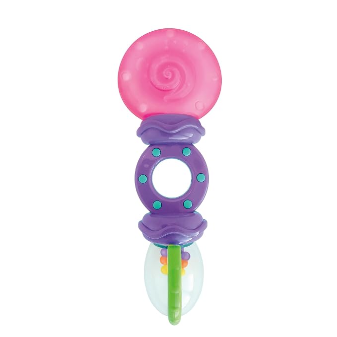 Bright Starts Rattle and Teethe Chillable Baby Teether, Pretty in Pink, Ages 3 Months +