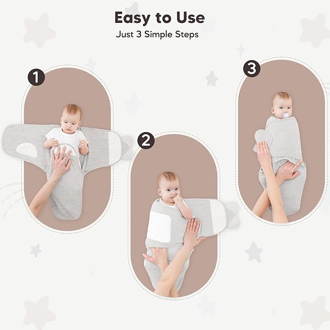 Susurration Swaddle Sleep Sacks 3 Pack 100% Muslin Cotton Swaddle Blanket Small Baby Wrap for 3-6 Months Newborn Girls,Boys,Infants Essentials,Adjustable Wearable Sleeping Sack (New Grey, 3-6 Months)