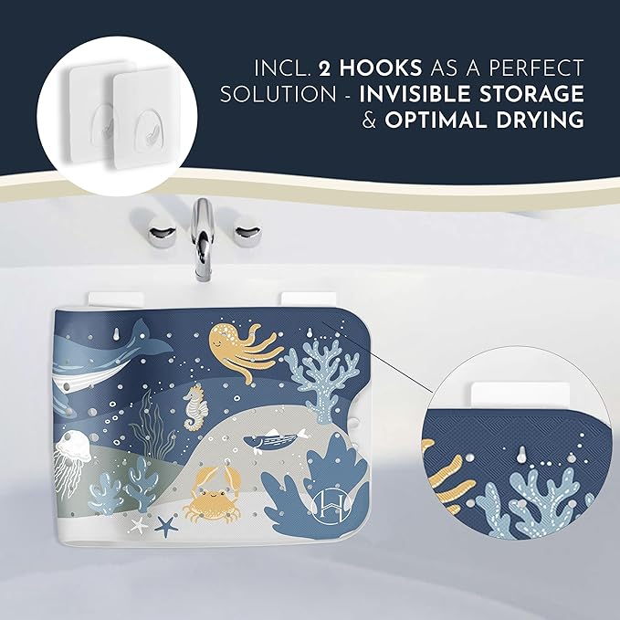 Bathtub Mat Non Slip Anti Mold for Kids 40x16 - homerella® Bath Mat for Tub, BPA Free, Incl. 2 Hooks, Washable Shower Mat Non Slip Anti Mold, Shower Mats for Inside Shower, EU Certified