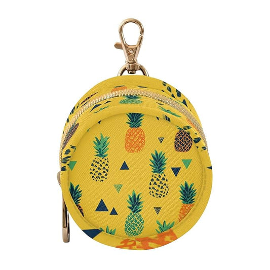 Pacifier Holder with Clip Pacifier Case for Diaper Bag Round Baby Pacifier Pouch Box Bag Portable Yellow Tropical Pineapples and Triangles