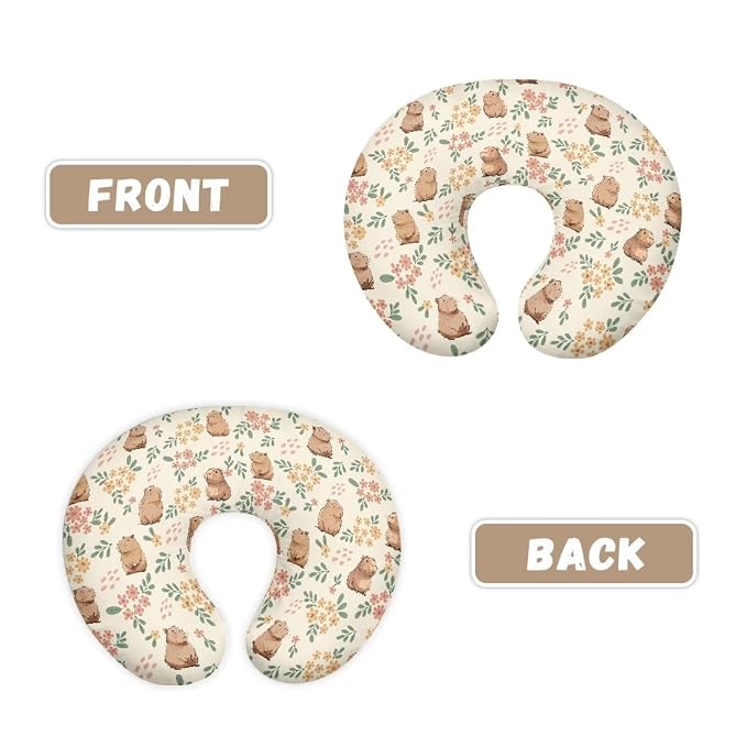 Capybara Floral Nursing Pillow Cover, Comfortable & Machine Washable Breastfeeding Pillow Covers Nursing Pillow Case for Newborn
