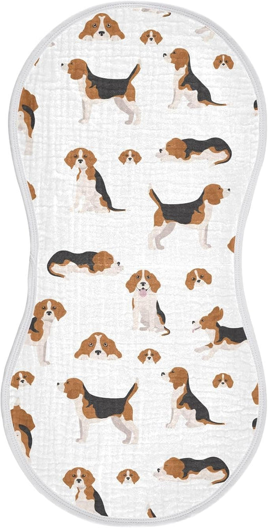 Muslin Burp Cloths for Baby Boys and Girls - 1-Pack Ultra Absorbent Beagle Dog Muslin Washcloths, Newborn Towel, Milk Spit Up Rags, Burp Cloth Bib for Unisex, 22 x 11 Inch