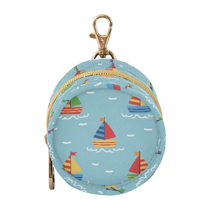 Baby Pacifier Case with Clip, Cartoon Sailboats Portable Pacifier Holder, TPU Lined Dust-Proof Storage Pouch for Diaper Bag and Stroller