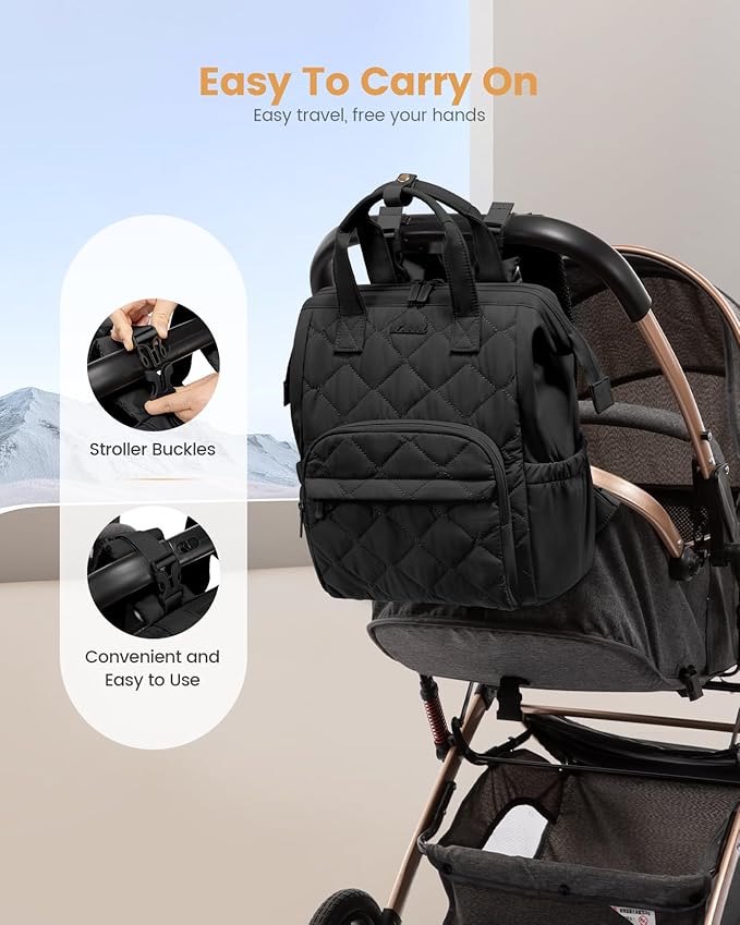 LOVEVOOK Small Diaper Bag Backpack, Mini Baby Bag for Girl Boy with Changing Pad, Diaper Backpack for Mom Dad with Stroller Buckles