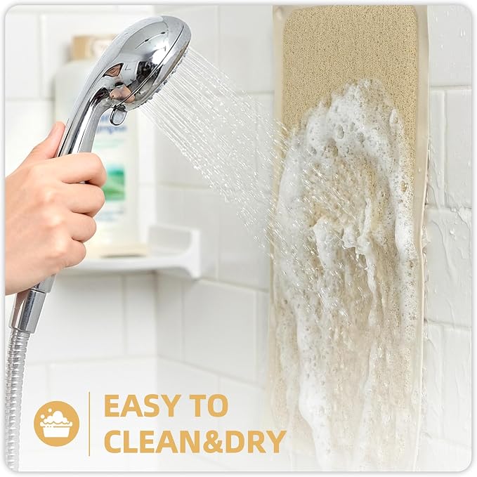 Upgraded Anti Slip Shower Mat for Inside Shower,Non Slip Bathtub Mat with Suction Cups,Shower Floor Mat,Scrubber Mats,Easy to Clean,Quick Dry,Easy Drainage,Loofah Bath Mat for Tub,Beige,16''x24''