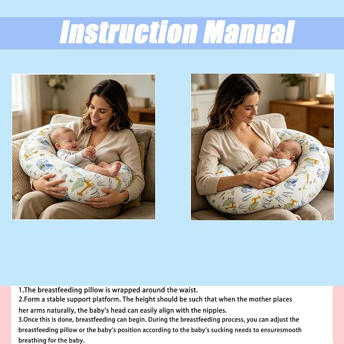 Nursing Pillow Breastfeeding Pillow Removable cover Machine washable | Conforming to ergonomic design. Detachable cover. Machine washable. Breathable fabric.Arm fatigue free Soft supportive fill