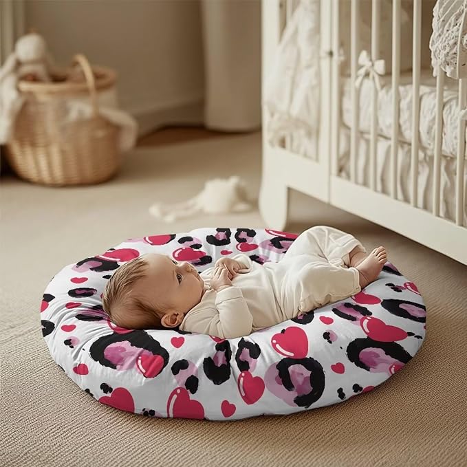 Pink Heat Leopard Nursing Pillow Cover Case Plush Breathable Breastfeeding Pillow Slipcover Fits Nursing Pillow Super Soft Snug Positioners for Baby Boy Baby Girl Feeding Cushion Cover