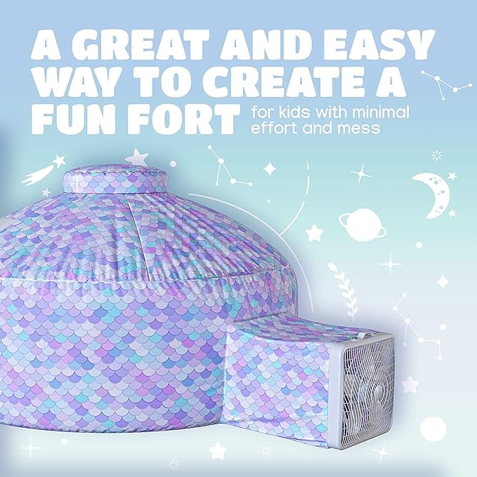 Skywin Air Tent for Kids (77??x 50?? Builds in 30 Sec, Toddler Tents Indoor for Imaginative Play, Spacious Kids Forts Indoor Playhouse for Boys & Girls Ages 3-14 (Fan Not Incl) (Dream Castle Den)