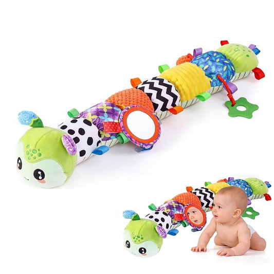 Baby Toys 0-6 Months, Musical Toys for Green Caterpillar, Infant Stuffed Animal Soft Sensory Toys with Crinkle、 Rattles and Textures, Tummy Time Toys for Newborn Boys Girls 0 3 6 12 Months