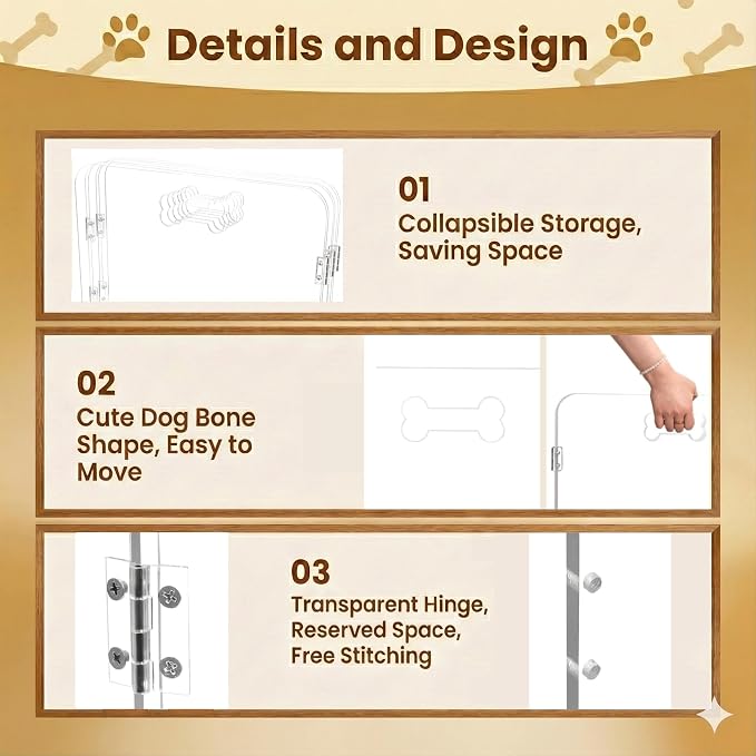 Acrylic Dog Playpen for House, Pre-Assembled Foldable Clear Gate Indoor with Handles, Free-Standing Pet Fence for Doorways for Small Dogs Puppy Cat Rabbit (6-Panel)