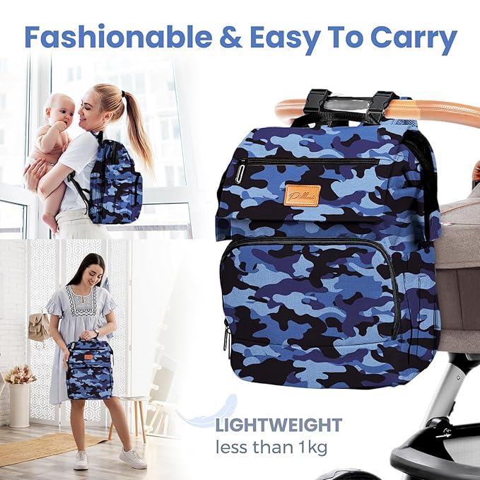 PILLANI Baby Diaper Bag Backpack - Large Bag for Boys & Girls, Waterproof Diaper Backpack - Travel Diaper Bags w/Changing Pad, Baby Registry Search & Shower Gifts - Essentials Must Haves Newborn Stuff