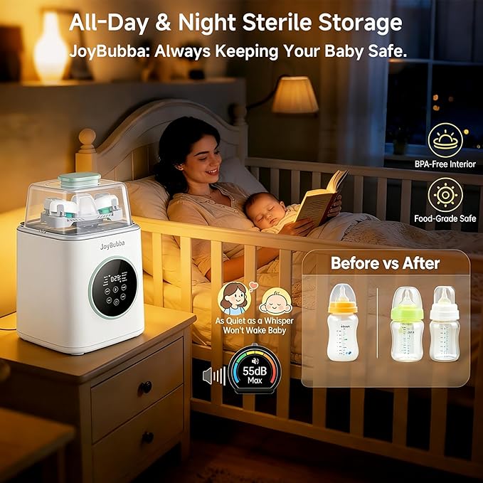 Bottle Washer, Sterilizer & Dryer – 4-in-One Cleaner for Baby Bottles, Pump Parts & Baby Essentials with 3 High-Temp Sterilization Modes, Includes 60 Cleaning Tablets – Saves Time & Effort.