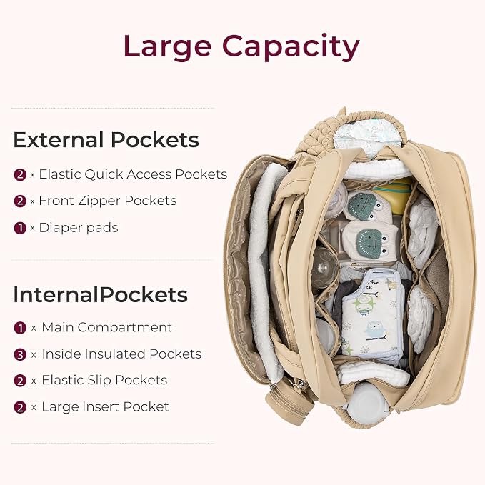 Telena Tote Diaper Bags, Travel Crossbody Large Capacity Hospital Bag for Women Labor Delivery with Pacifier Case