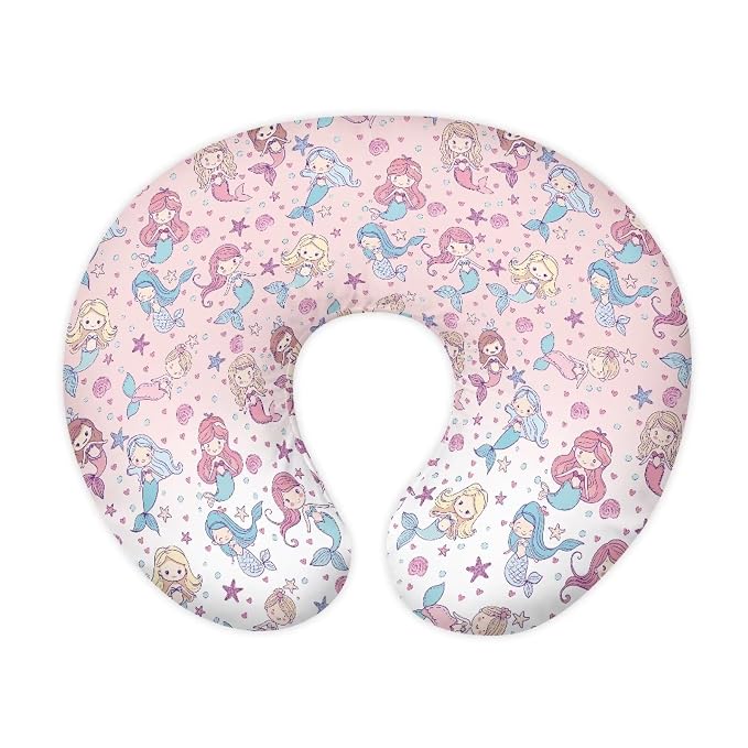 Mermaid Nursing Pillow Cover, Stretchy Soft Fabric Removable Covers for Breastfeeding Pillows Safely Fits On Standard Infant Nursing Pillows