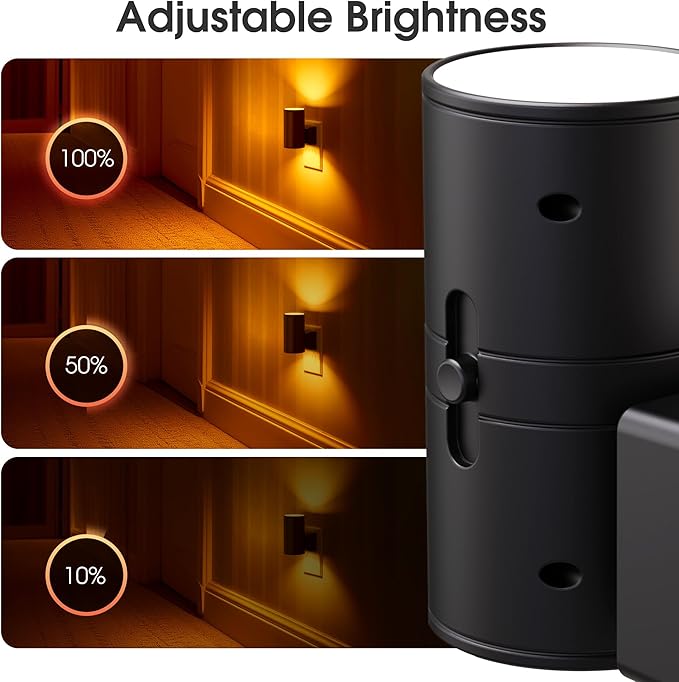 Briignite Night Lights Plug into Wall, Modern LED Night Light Plug in, Dusk to Dawn Sensor,Amber Night Light 0-100LM Adjustable Brightness, Dimmable NightLight for Hallway, Bedroom, Stairway, 2 Pack