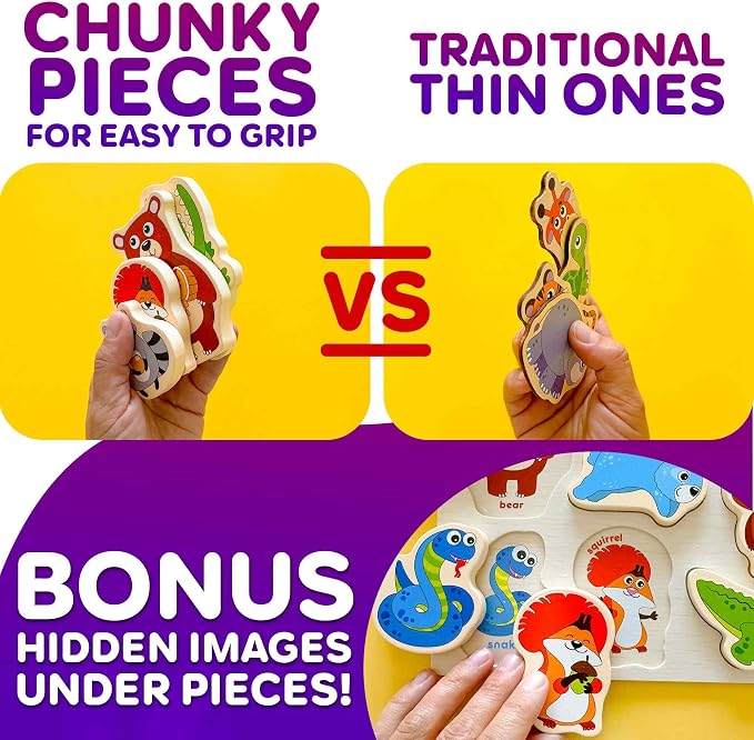 QUOKKA Wooden Puzzles for Toddlers 1-3 Ages