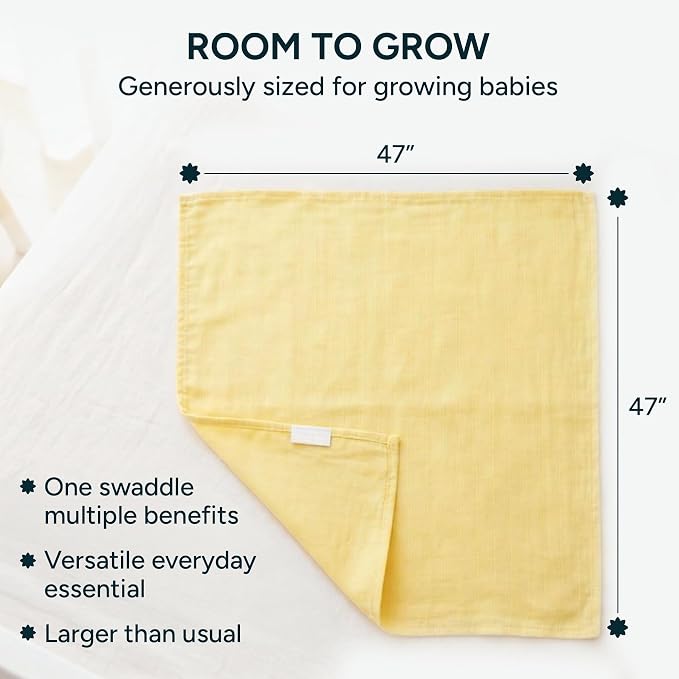 Muslin Swaddle Blankets for Newborns, 2 Pack Multipurpose 100% Organic Cotton, Ultra Soft Breathable Receiving Blanket 47 x 47 inches, Swaddle Wrap for Baby Boys & Girls