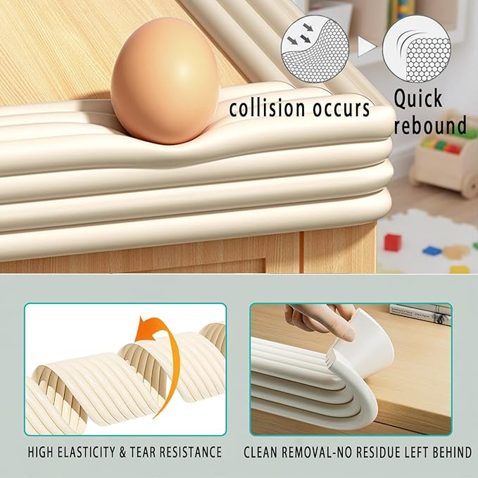 Baby Proofing Edge Corner Protector, 6.5 Ft Self - Adhesive Edge Protector for Baby, Soft NBR Rubber Foam Padding, Furniture, Sharp Edge Safety Corner Edge Bumper Guard-Pink