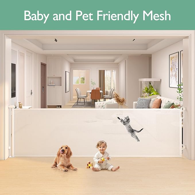 Momcozy Baby Gate 41'' Tall 118'' Wide ??Extra Wide ??for Large Opening Retractable Baby Gates for Child and Large Pets Safety Dog Gate for Stairs, Doorways, Hallways, Indoor, Outdoor