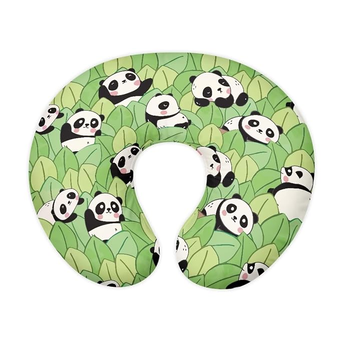 Cute Panda Nursing Pillow Cover Stretchy Removable Cover for Breastfeeding Pillows Protector Ultra Soft Comfortable Slipcover for Baby Girl and Boy,Green