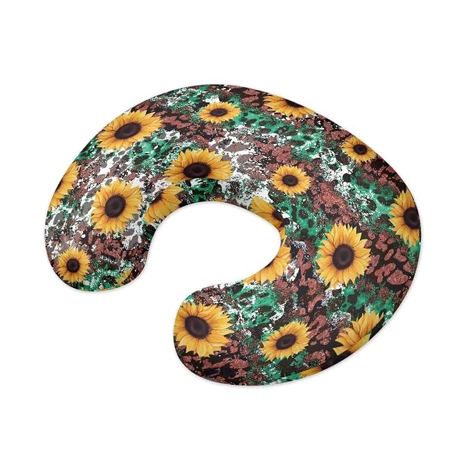 Sunflower Leopard Nursing Pillow Cover, Ultra Soft Comfortable Newborn Nursing Pillow Case Breathable Soft Slipcover for Baby Boy Girl