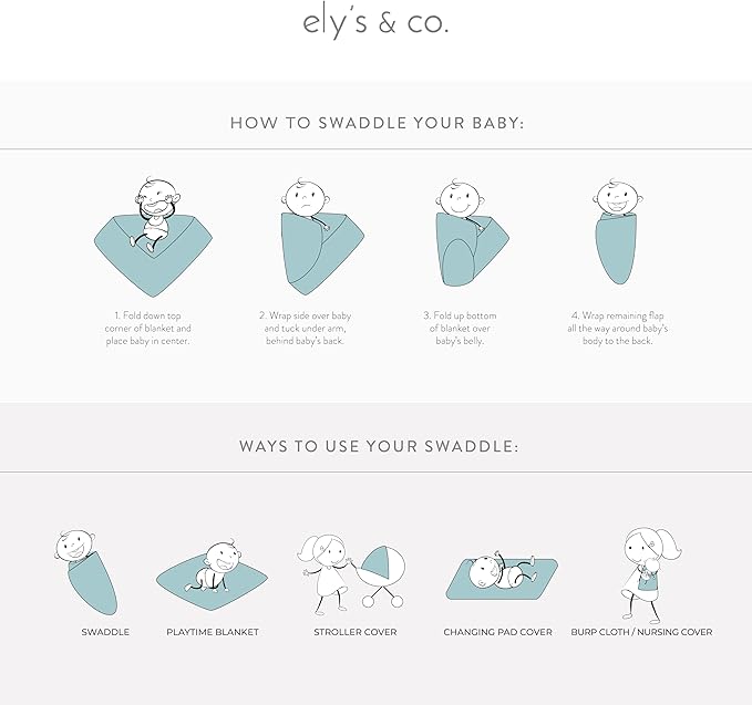 Ely's & Co. Muslin Swaddle Blanket 1-Pack for Baby Boy, 100% Cotton Muslin Extra Large Swaddle Receiving Blanket, 47?�x47??(Blue Cherry)