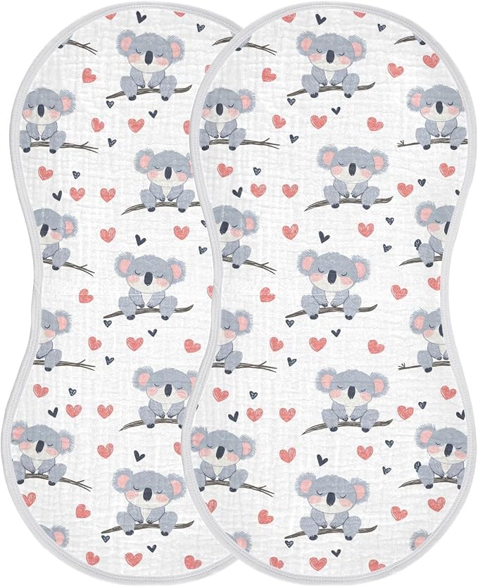 vvfelixl Cute Koala Bear on Trunk Burp Cloths for Baby Boy Girls Baby Washcloths Burp Rags 1 Pack