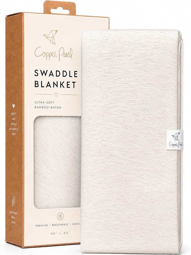 Copper Pearl Swaddle Blankets for Newborns | Soft Stretchy Receiving Blankets for Boys and Girls | Large 46 x 46 Inch Baby Blankets | Lightweight and Breathable Swaddles | Oat