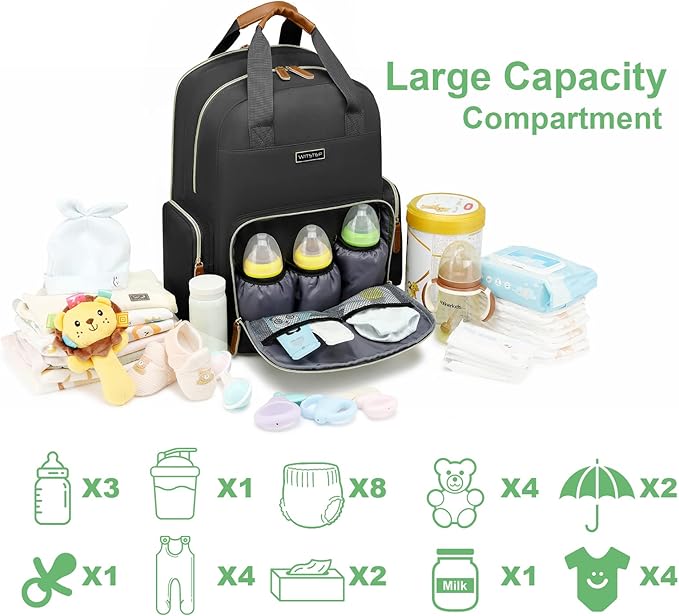 Diaper Bag Backpack with Changing Station, Baby Diaper Bag Organizer for Moms Dads Large Baby Changing Bags