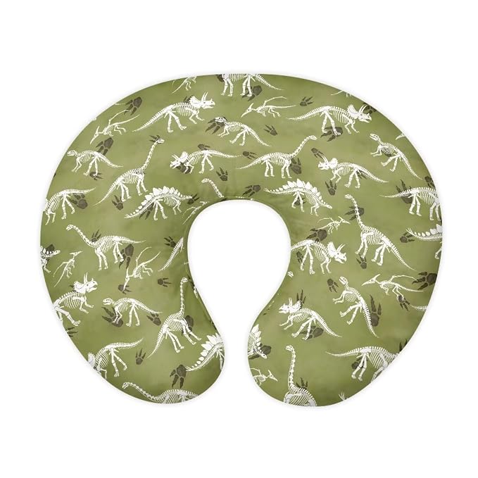 Jeiento Green Dinosaur Breastfeeding Pillow Covers Soft Comfort Dinosaur Nursing Pillow Case Stretchy Removable Slipcover for Newborn Boys Girls,Bottle Feeding,Cover Only