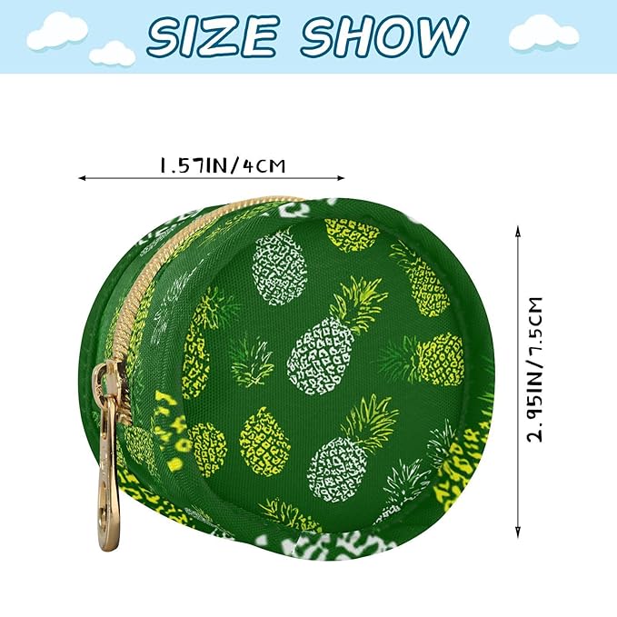 Pacifier Holder with Clip Pacifier Case for Diaper Bag Round Baby Pacifier Pouch Box Bag Portable Green Pineapple