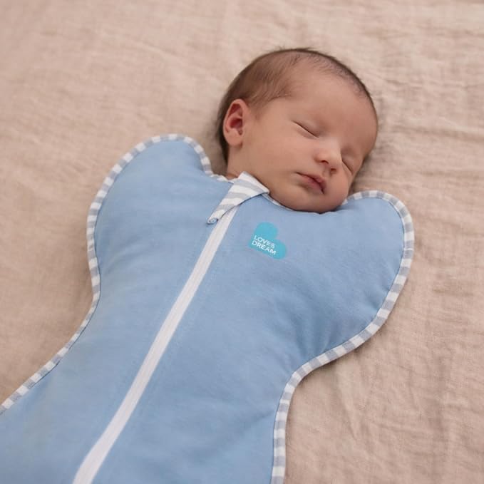 Love to Dream Swaddle UP, Baby Sleep Sack, Self-Soothing Swaddles for Newborns, Improves Sleep, Secure Fit Helps Calm Startle Reflex, Newborn Essentials for Baby, Tiny 4.4lbs, Dusty Blue