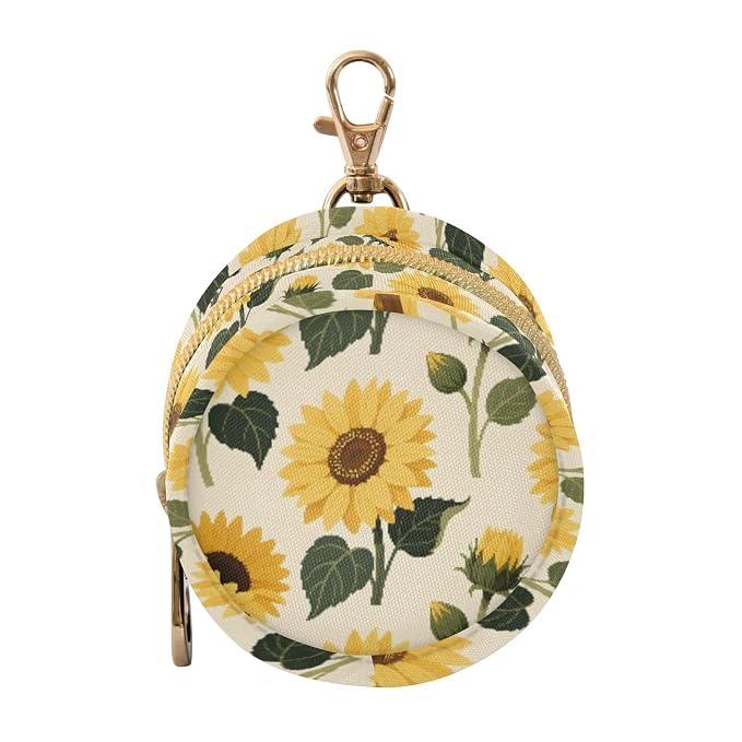 Baby Pacifier Case with Clip, Yellow Sunflowers Portable Pacifier Holder, TPU Lined Dust-Proof Storage Pouch for Diaper Bag and Stroller