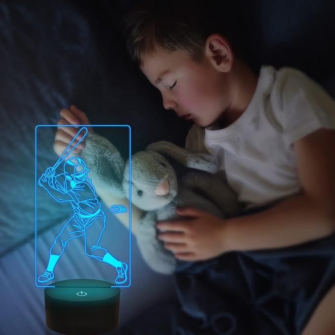 Attivolife Baseball Light for Kids, 3D Illusion Optical Night Lamp, 16 Colors Changing with Remote Control Dimming, Best Boys Room Decor as Birthdays Xmas Gifts for Adults Men Teen