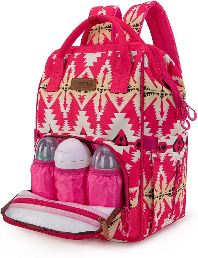 Montana West Wrangler Callie Diaper Bag Backpack with Stroller Straps Western Pattern Multifunction Baby Travel Bag WG2204-91102HPK