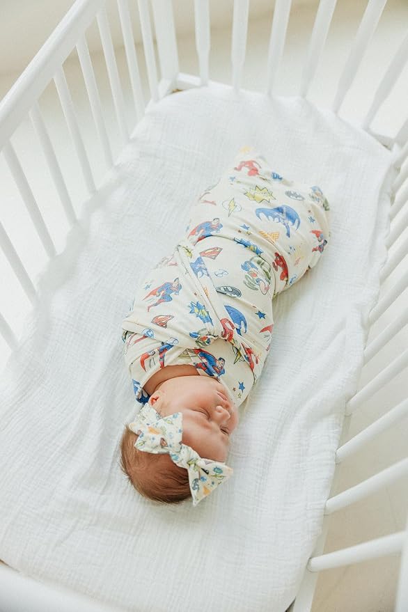 Copper Pearl Swaddle Blankets for Newborns | Soft Stretchy Receiving Blankets for Boys and Girls | Large 46 x 46 Inch Baby Blankets | Lightweight and Breathable Swaddles | Justice League