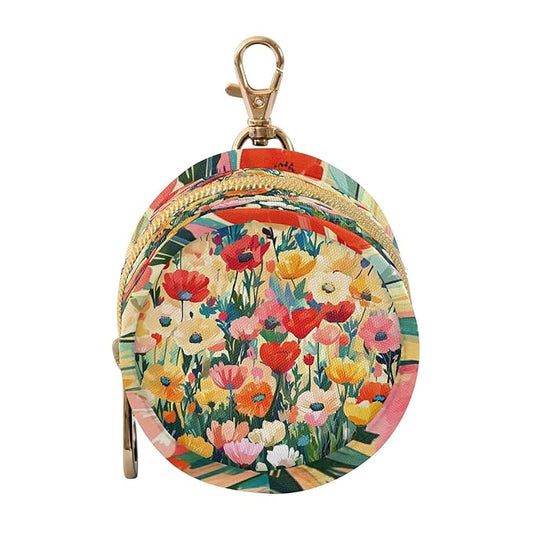 Pacifier Holder with Clip Pacifier Case for Diaper Bag Round Baby Pacifier Pouch Box Bag Portable Colorful Poppy Festival01