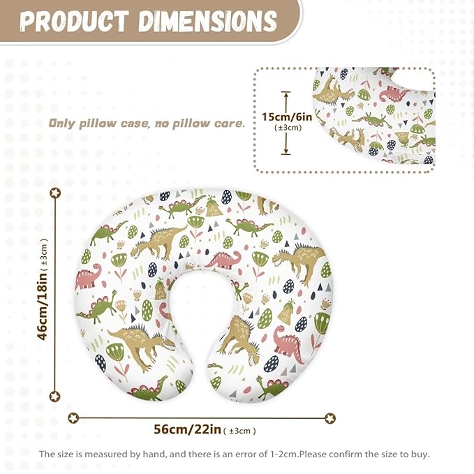 Dinosaur and Floral Breastfeeding Pillow Cover Baby Breastfeeding Slipcover Infant Newborn Nursery Bottle Pillowcase Breathable and Durable