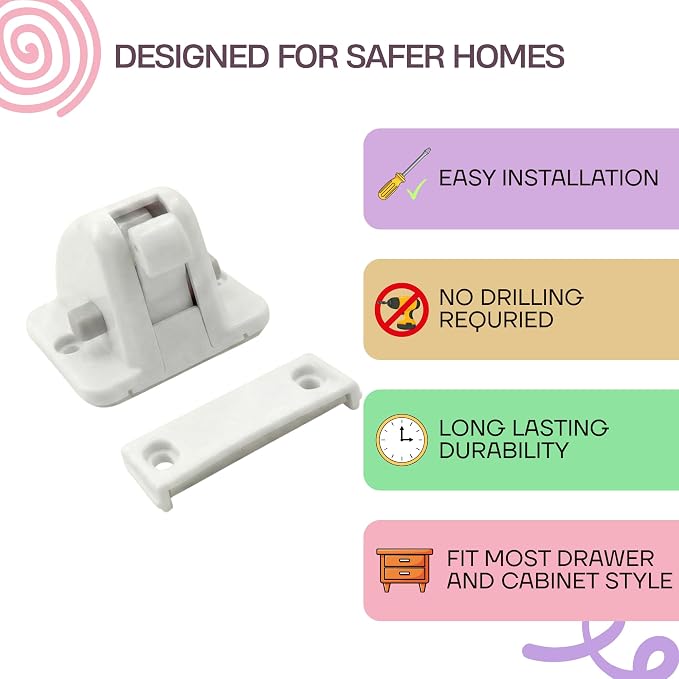 BABY TRUST 2 Pack Replacement Key for Magnetic Cabinet Lock, Baby Proofing Extra Strong Magnet, Key Holder Included, White