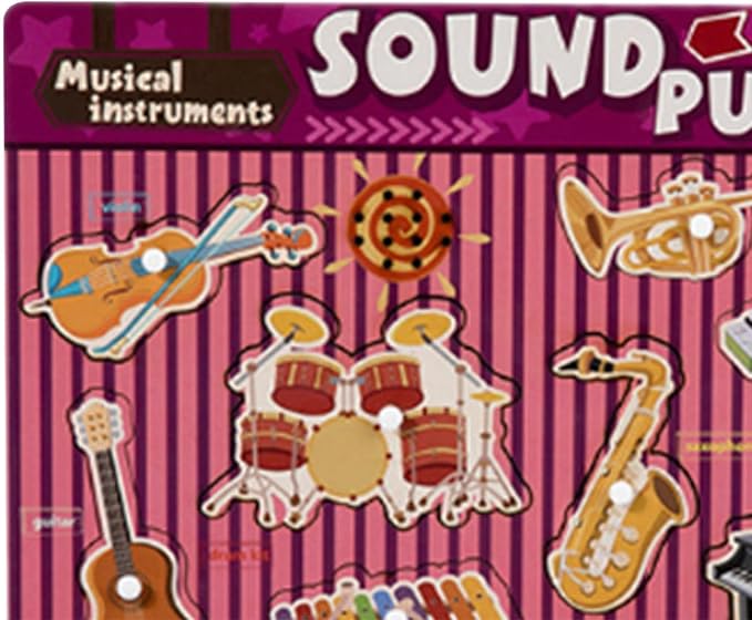 Wooden Peg Puzzle Children Puzzle for Kids Girls and Boys, Music